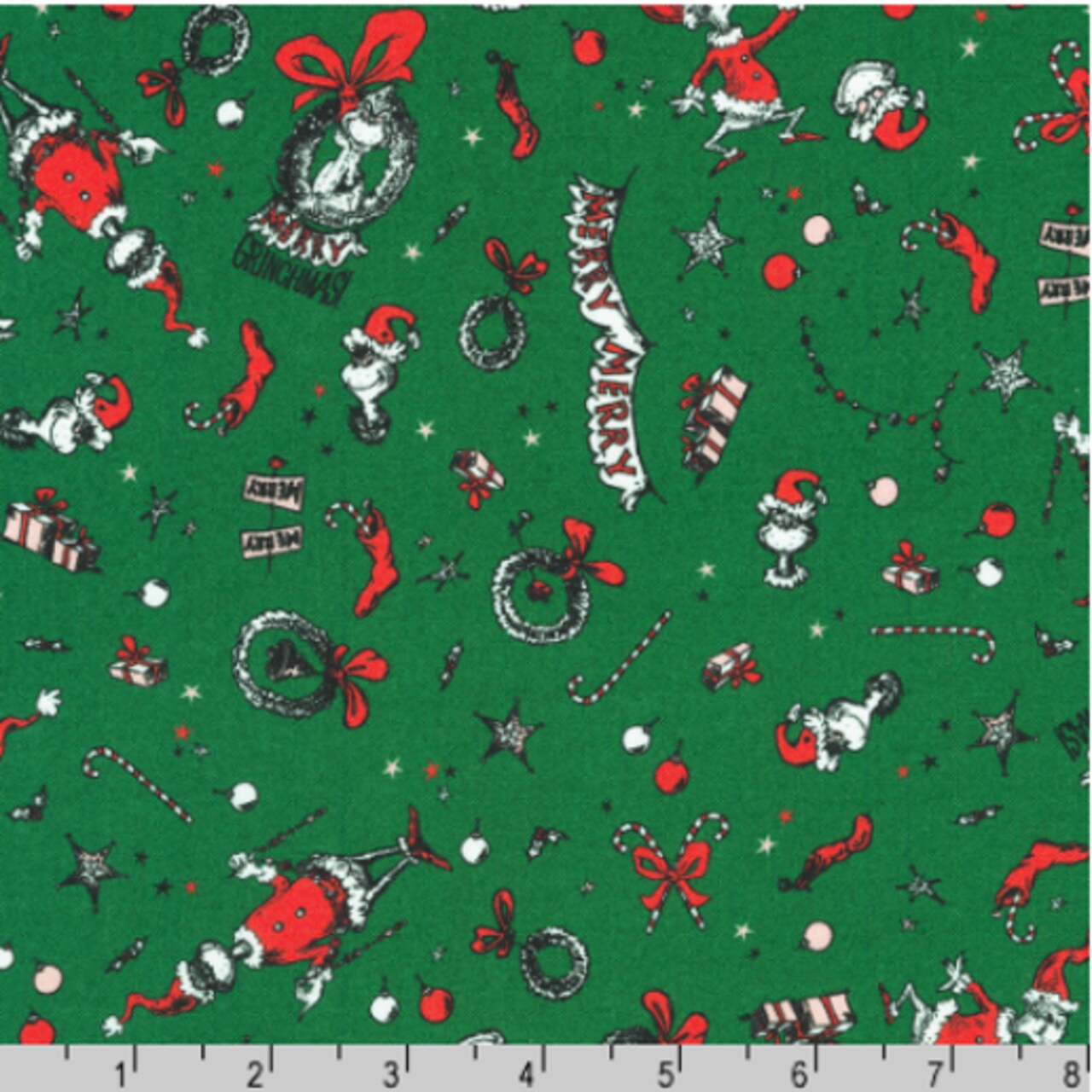 Licensed How the Grinch Stole Christmas Evergreen 22568-224 Cotton Fabric by the Yard